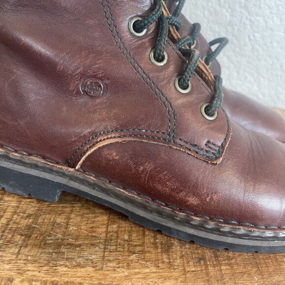 Women's Size 6.5M Born Lace Up Combat Trooper Boots Brown Side Zip Leather - Picture 10 of 13